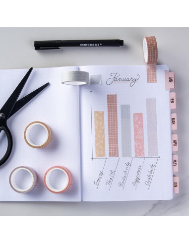 Conjunto de Cinta Washi DiverseBee Bosque 5 Rollos 1.5cm x 5m