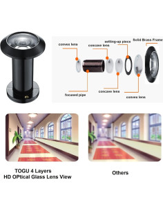 Mirilla de Latón TOGU TG3016YG-BC con Lente HD 220 y Privacidad 2