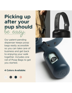 Dispensador de Bolsas de Excremento para Perros Diggs Gris - Incluye Bolsas y Soporte Fácil 2