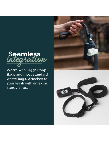 Dispensador de Bolsas de Excremento para Perros Diggs Gris - Incluye Bolsas y Soporte Fácil