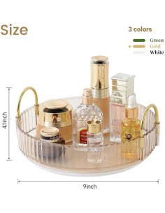 Organizador de Maquillaje Rotatorio 360 Aveniee Dorado 1 Nivel 2