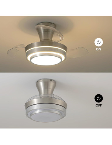 Ventilador de Techo LED Retráctil APBEAM 71.1 cm Plata con Control Remoto