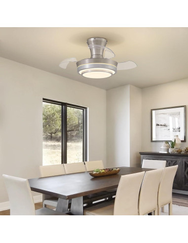 Ventilador de Techo LED Retráctil APBEAM 71.1 cm Plata con Control Remoto