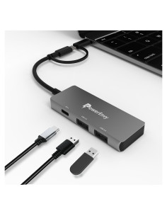 Adaptador Hub USB-C PowerEnvy 3 Puertos - Carga 100W