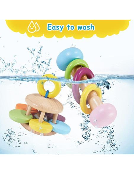 Juego de 4 Sonajeros de Madera Orgánica Chivao para Bebés Juego de 4 Sonajeros de Madera Orgánica Chivao para Bebés