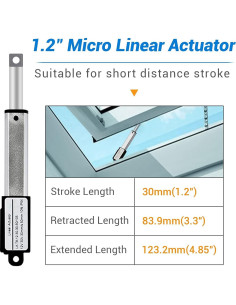 Actuador Lineal Micro Eléctrico 12V 1.2" (3.05 cm) 64N 2