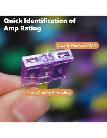 Kit de Fusibles Micro 2 Amliber 100Pcs para Automóviles 2A-35A