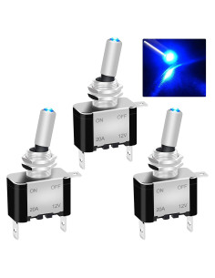 Interruptor de Palanca Iluminado Twidec 12V 20A Azul 3Pcs