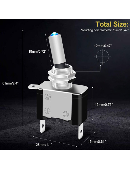Interruptor de Palanca Iluminado Twidec 12V 20A Azul 3Pcs
