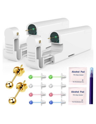 Kit de Perforación de Orejas KAIQIKAIXI 18 Piezas Dorado 3mm