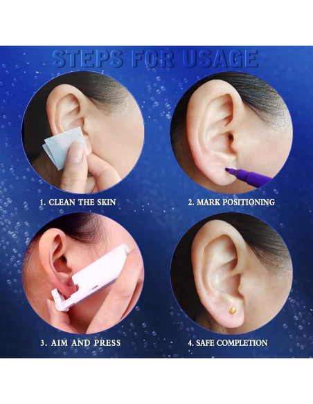 Kit de Perforación de Orejas KAIQIKAIXI 18 Piezas Dorado 3mm