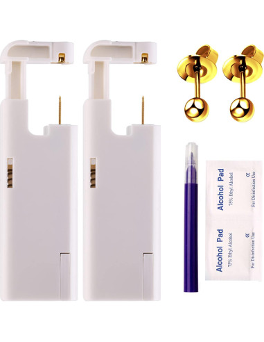 Kit de Perforación de Orejas KAIQIKAIXI 18 Piezas Dorado 3mm