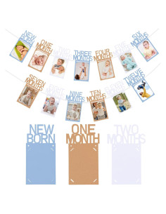 Banner de Fotos de Cumpleaños 1 Año Buryeah Azul Kraft