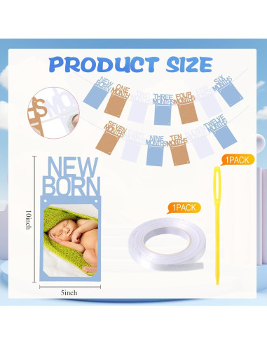 Banner de Fotos de Cumpleaños 1 Año Buryeah Azul Kraft