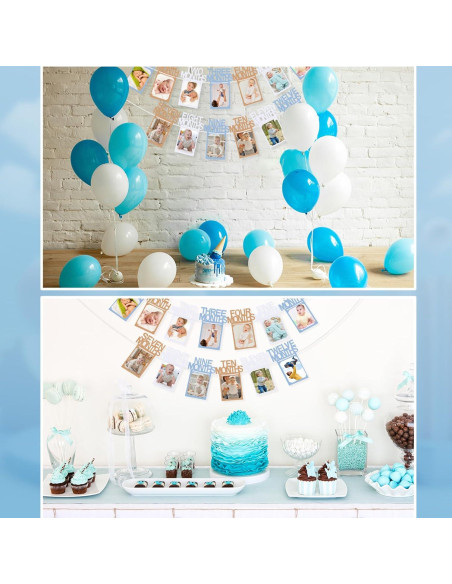 Banner de Fotos de Cumpleaños 1 Año Buryeah Azul Kraft