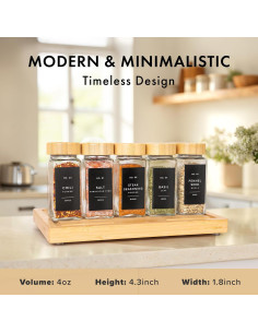 Tarros de Especias EDELHAUS Cuadrados con Tapa de Bambú - 24 Unidades 2