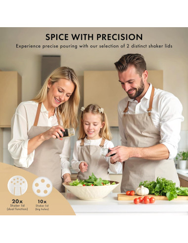 Tarros de Especias EDELHAUS Cuadrados con Tapa de Bambú - 24 Unidades