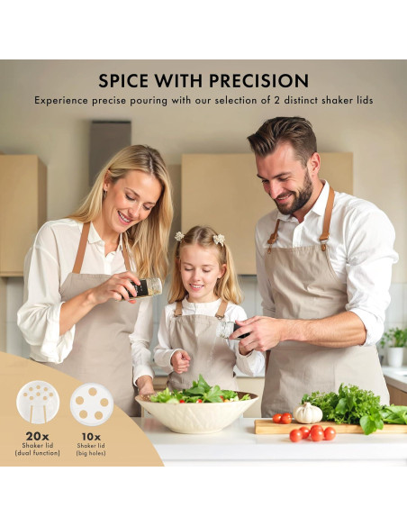 Tarros de Especias EDELHAUS Cuadrados con Tapa de Bambú - 24 Unidades