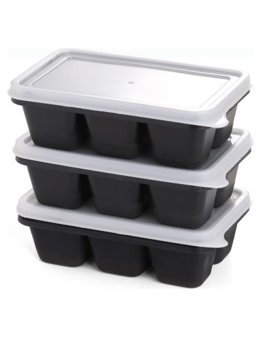 Bandejas de Hielo KIYOKI 3 Piezas Silicona Apilables Negro
