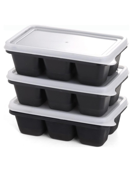Bandejas de Hielo KIYOKI 3 Piezas Silicona Apilables Negro