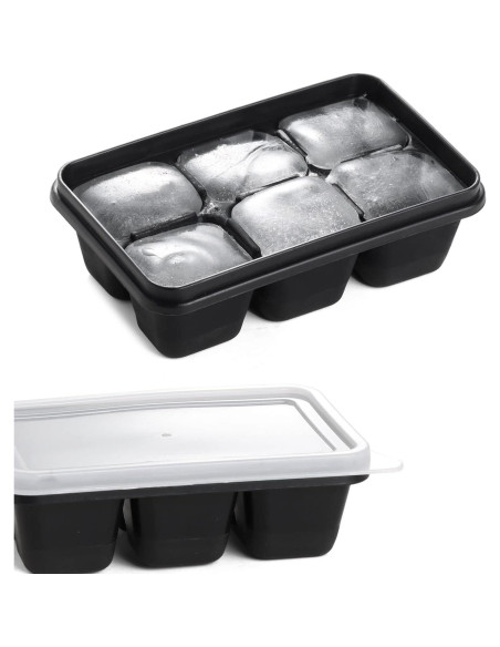 Bandejas de Hielo KIYOKI 3 Piezas Silicona Apilables Negro