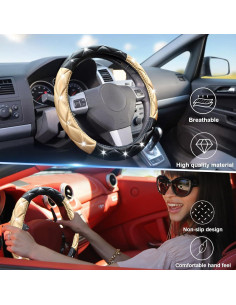 Cubierta de Volante SuperKaKa Negra y Dorada, Antideslizante 2