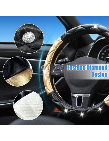 Cubierta de Volante SuperKaKa Negra y Dorada, Antideslizante