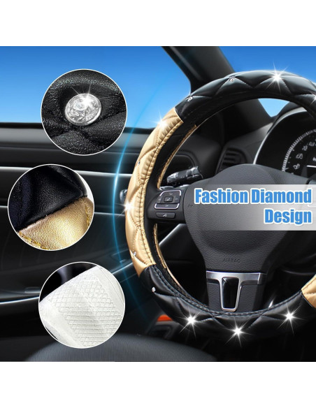 Cubierta de Volante SuperKaKa Negra y Dorada, Antideslizante