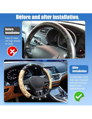 Cubierta de Volante SuperKaKa Negra y Dorada, Antideslizante