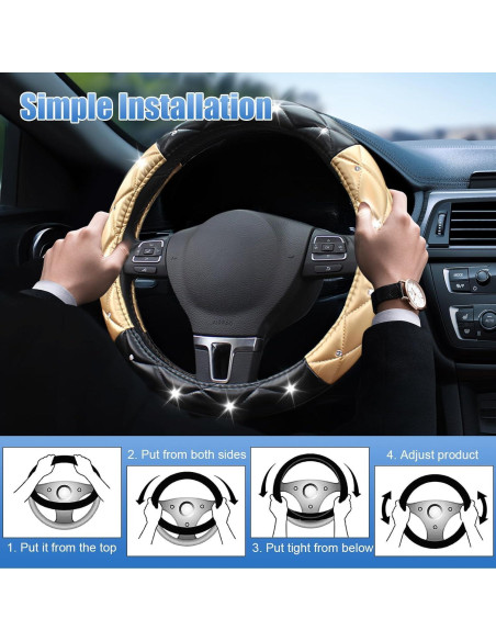 Cubierta de Volante SuperKaKa Negra y Dorada, Antideslizante