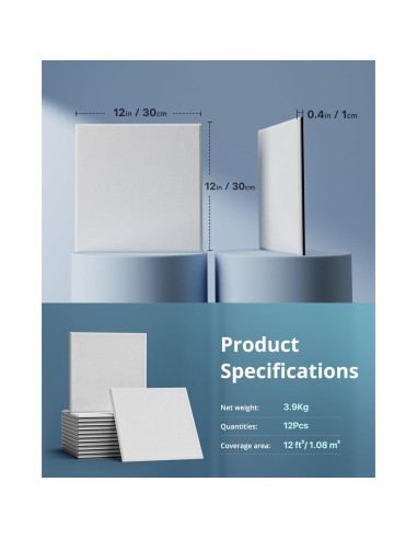 Paneles Aislantes Acústicos Kuchoow 30x30cm - Paquete de 12