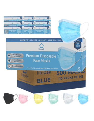 Mascarillas Desechables Litepak 500pcs 3 Capas Azul
