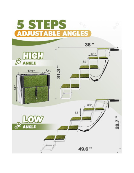 Rampa Plegable para Perros JR JUMIAR 5 Pasos Aluminio 90.7kg