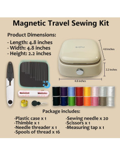 Kit de Costura Magnético Stidgbo Blanco 12.19x12.19 cm 2