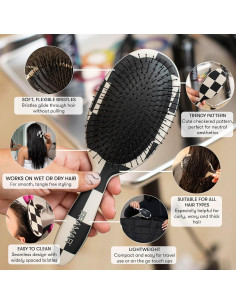 Cepillo Desenredante FRAMAR Cuadros - Para Cabello Húmedo y Seco 2