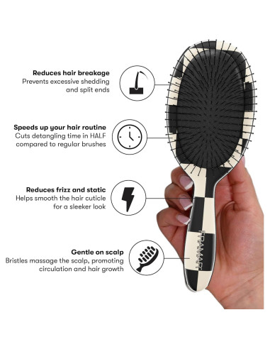 Cepillo Desenredante FRAMAR Cuadros - Para Cabello Húmedo y Seco