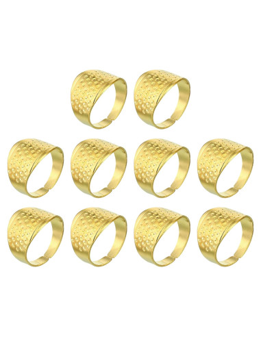 Dedales de Metal PATIKIL 10 Pcs Ajustables Dorado para Costura