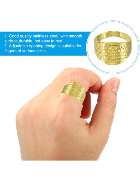 Dedales de Metal PATIKIL 10 Pcs Ajustables Dorado para Costura