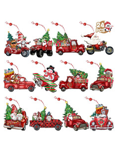 Adornos Colgantes de Madera JOPHMO - 24 Piezas Navidad