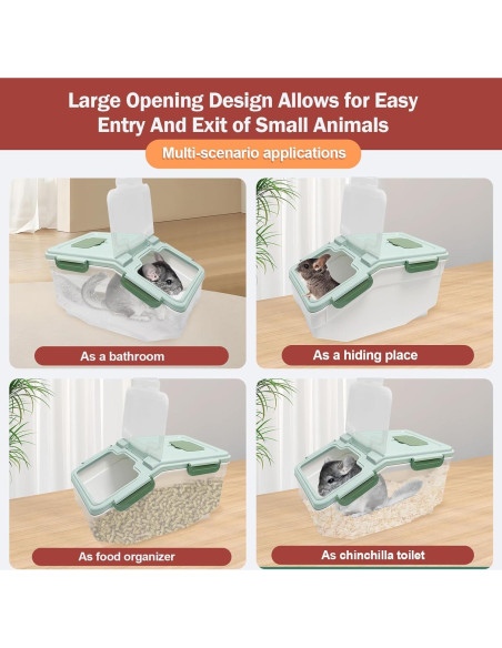 Kit de Baño de Arena para Chinchillas Arfubye Verde 35.4x23.1cm