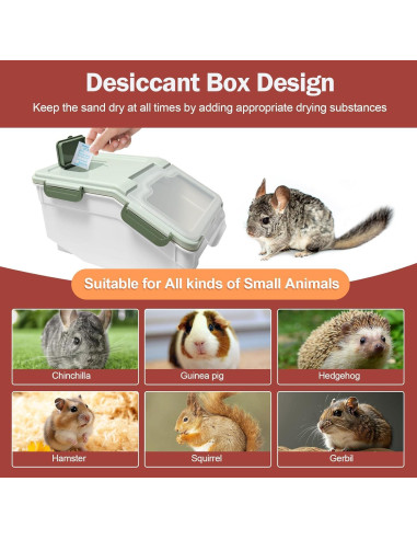 Kit de Baño de Arena para Chinchillas Arfubye Verde 35.4x23.1cm