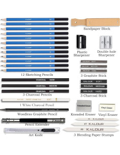 Kit de Dibujo KALOUR 33 Piezas con Funda de Viaje 2