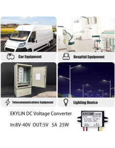 Convertidor Regulador DC 8-40V a 5V 5A EKYLIN 2