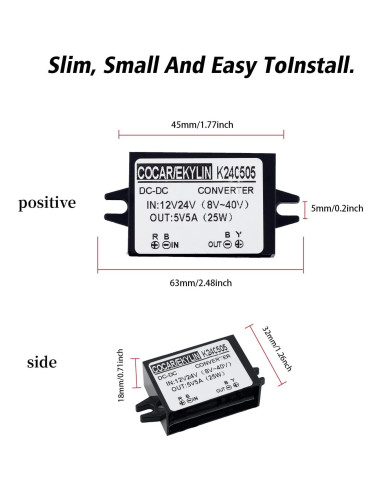 Convertidor Regulador DC 8-40V a 5V 5A EKYLIN