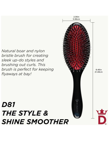Cepillo Denman D81M de Cerdas Naturales - Suavizante y Brillo