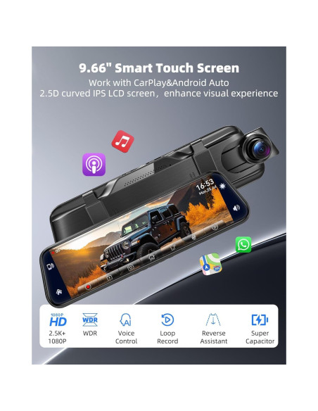 Espejo Inteligente Dash Cam KOUENOM P11 10" 2.5K Control Voz