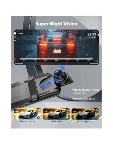 Espejo Inteligente Dash Cam KOUENOM P11 10" 2.5K Control Voz