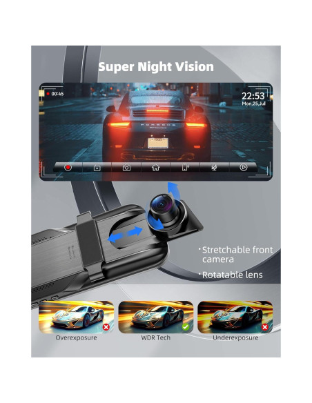 Espejo Inteligente Dash Cam KOUENOM P11 10" 2.5K Control Voz