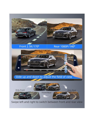 Espejo Inteligente Dash Cam KOUENOM P11 10" 2.5K Control Voz