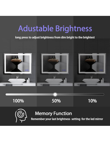 Espejo de Baño LED cxxsom 91.44x71.12cm Anti-vaho